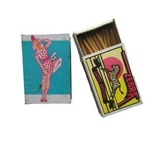 Vintage Love Matchbox Book Match Holder Blue Tin Mini Tray Little Girl